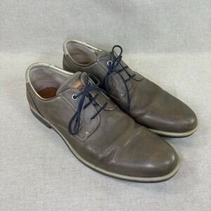 pikolinos Men's Grey Leather‎ Oxford Lace Up Navy Laces Size 12/45 No Insoles